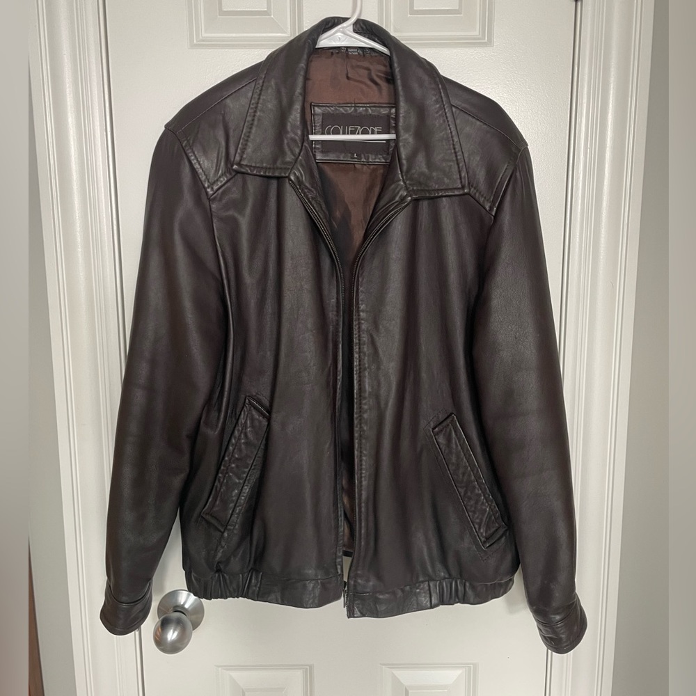 Vintage Chocolate Brown Genuine Leather Bomber Jacket